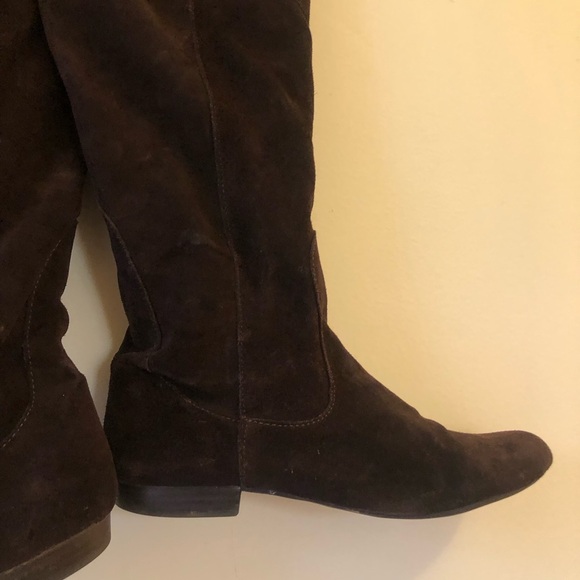White Mountain Low Heel Dark Brown Knee-High Suede Boots (7.5) - Picture 6 of 11